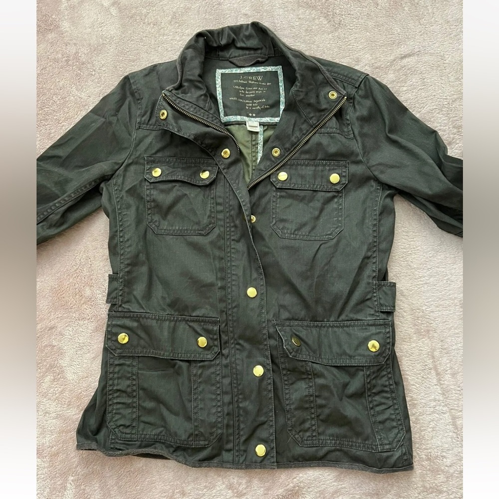 J Crew Women’s Relaxed Boyfriend Field Jacket Style Army Green Size Xsmall - Picture 2 of 10